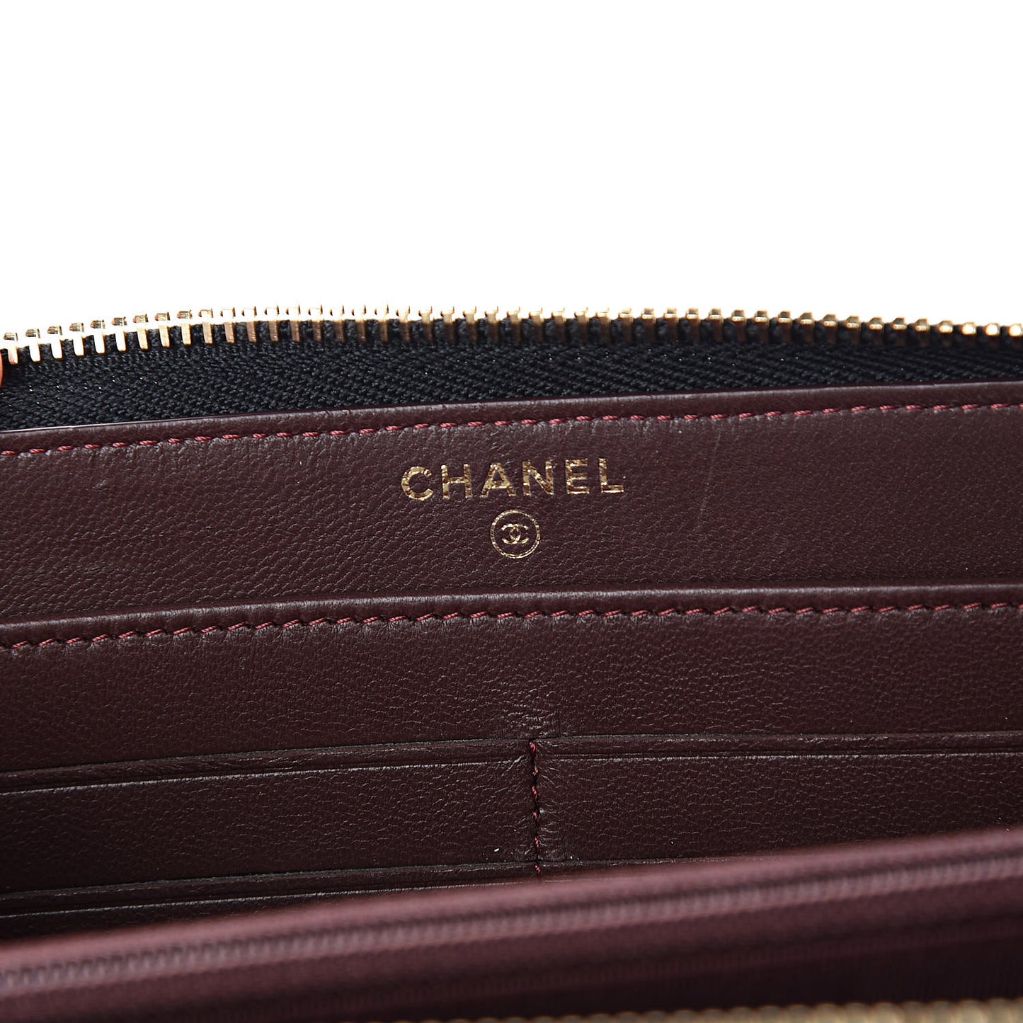 Lambskin Quilted Large Gusset Zip Around Wallet Black