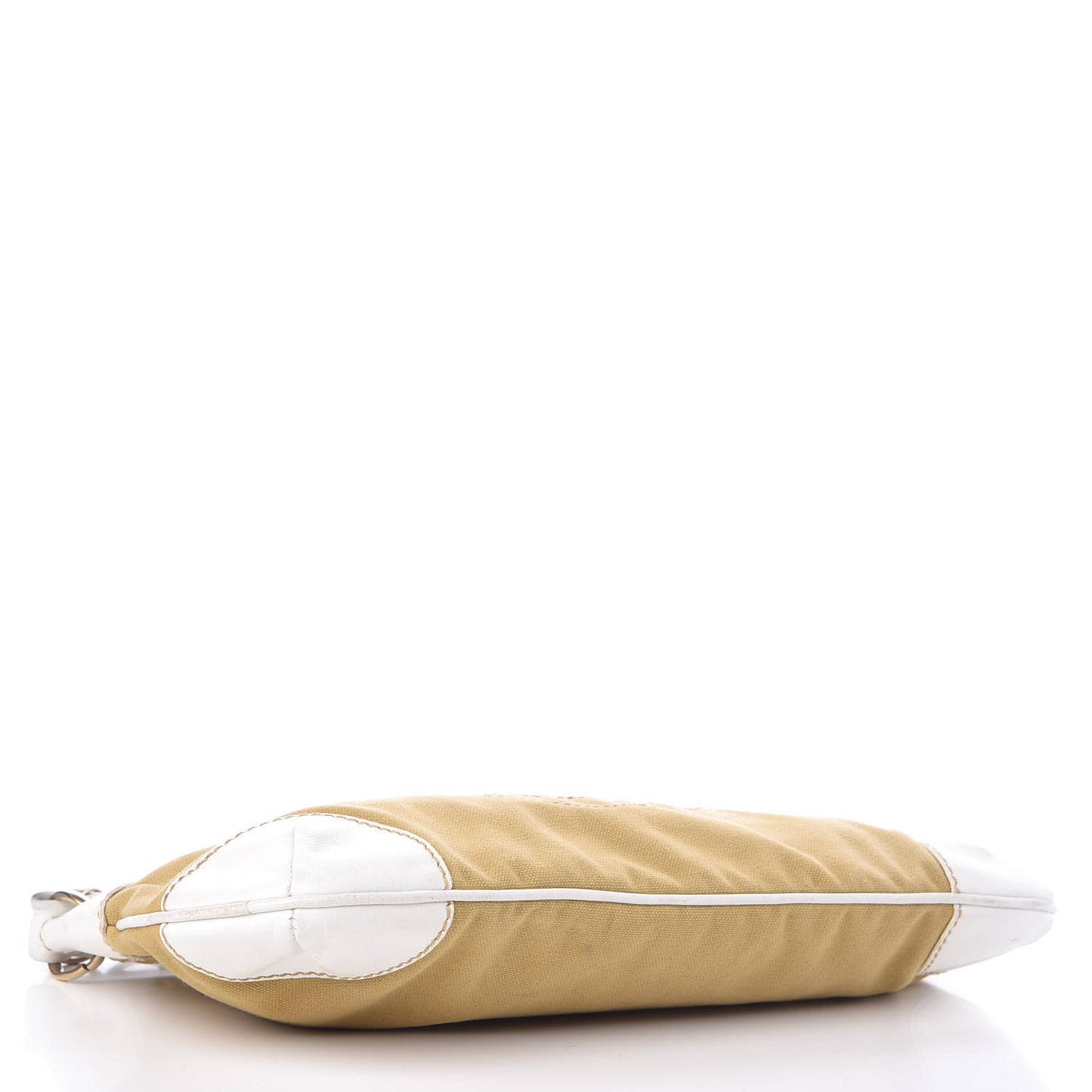Lambskin Canvas CC Olsen Chain Small Shoulder Bag White Brown