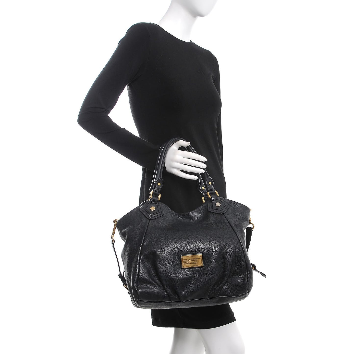 MARC By Pebbled Calfskin Classic Q Francesca Tote Black