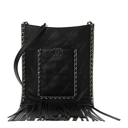 Chanel Calfskin Quilted Fringe Small Shopping Bag Black 1 of 9