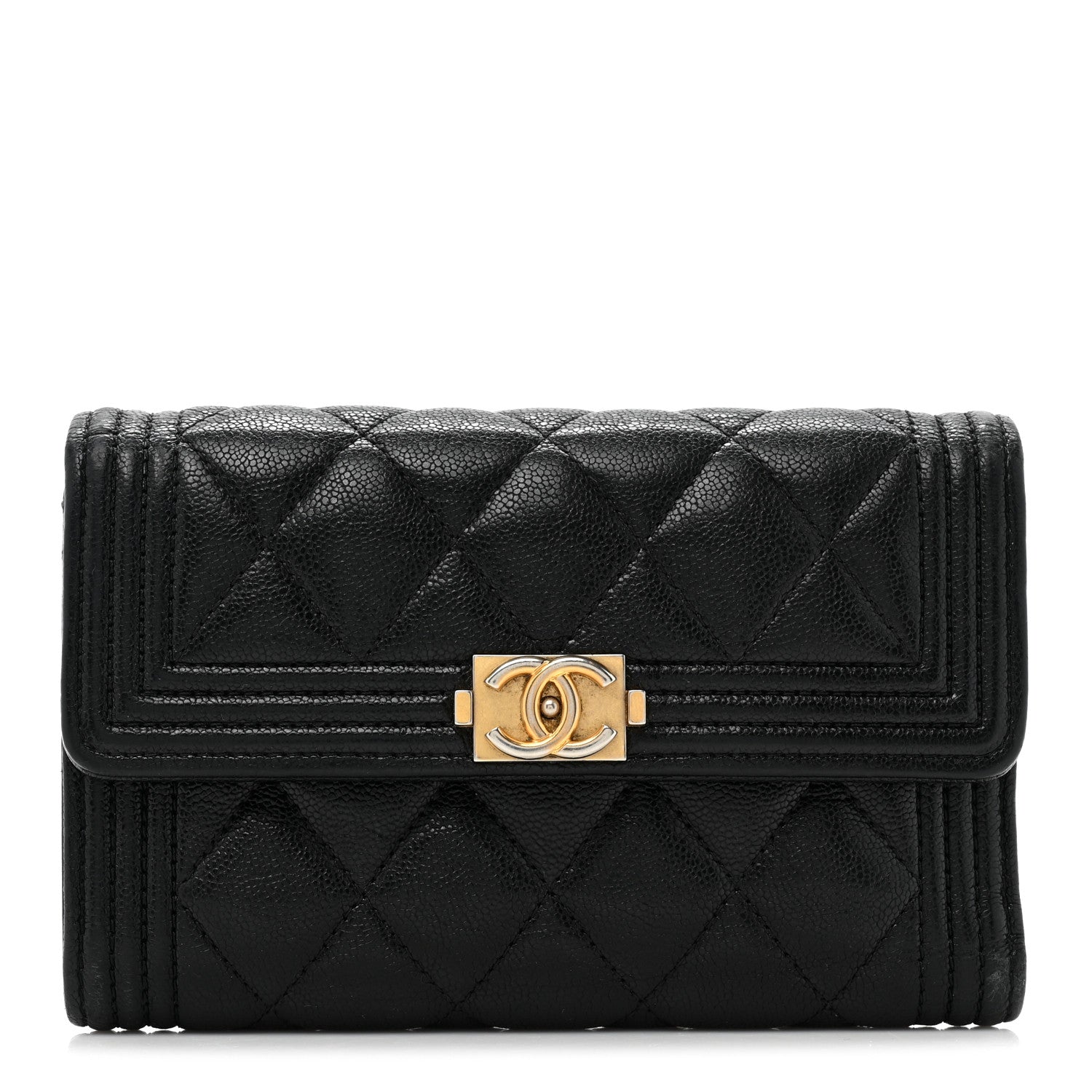 Chanel Caviar Quilted Medium Boy Flap Wallet Black 1 of 12