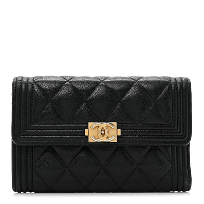 Chanel Caviar Quilted Medium Boy Flap Wallet Black 1 of 12