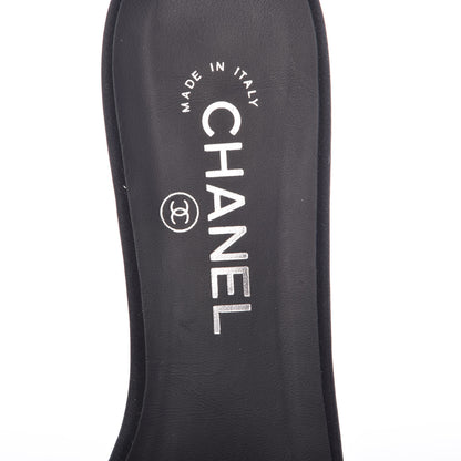 Chanel Felt Pearl Flat Sandals 41 Black 6 of 7