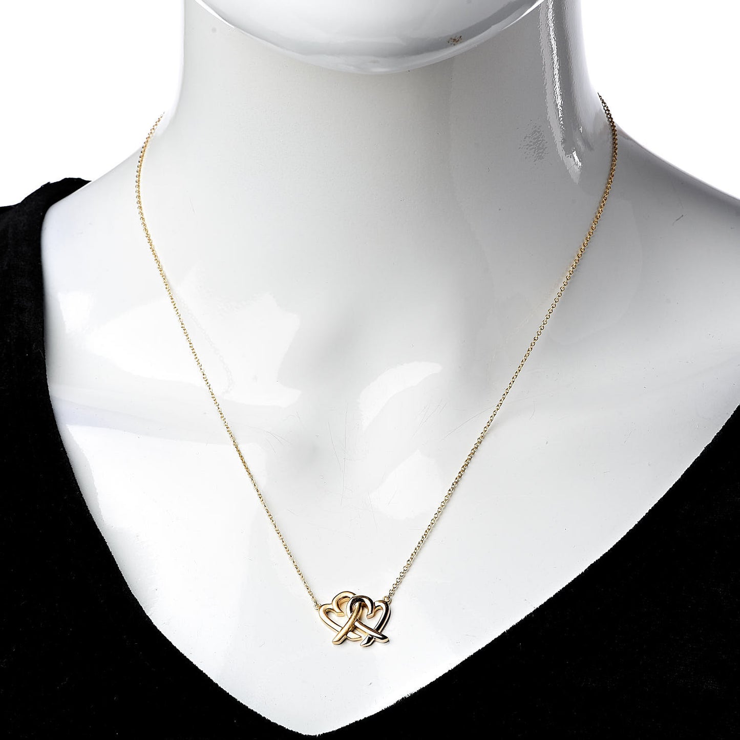 18K Rose Gold Paloma Picasso Loving Heart Interlocking Pendant Necklace