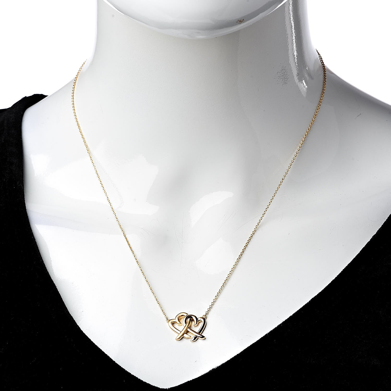 Tiffany 18K Rose Gold Paloma Picasso Loving Heart Interlocking Pendant Necklace 2 of 7