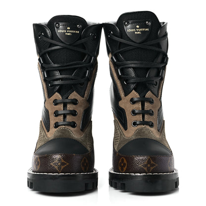 Louis Vuitton Suede Calfskin Monogram Star Trail Ankle Boots 38 Khaki 2 of 9