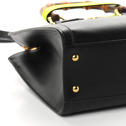 Gucci Calfskin Small Diana Tote Bag Black Yellow Fluo 8 of 9