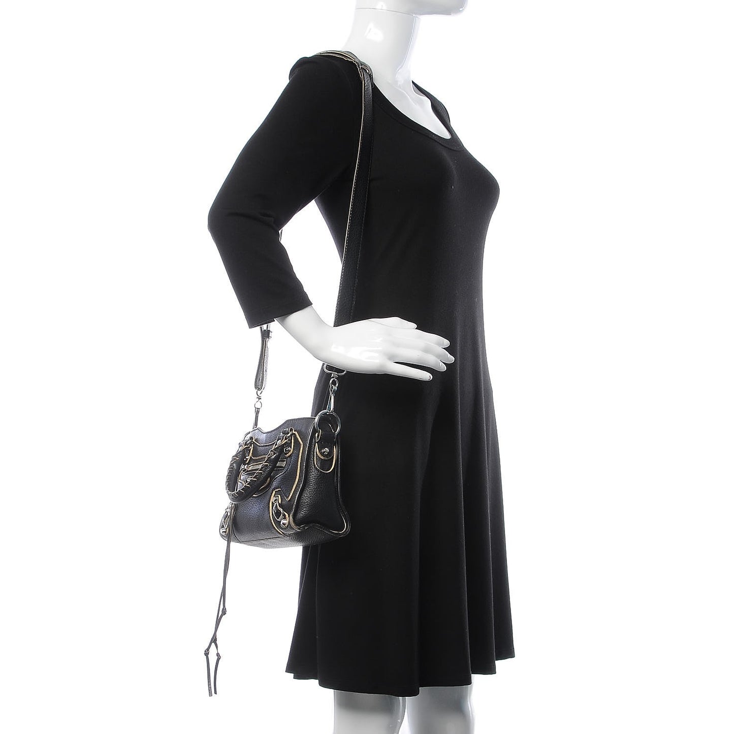 Supple Grained Calfskin Classic Silver Hardware Highlight Mini City Black