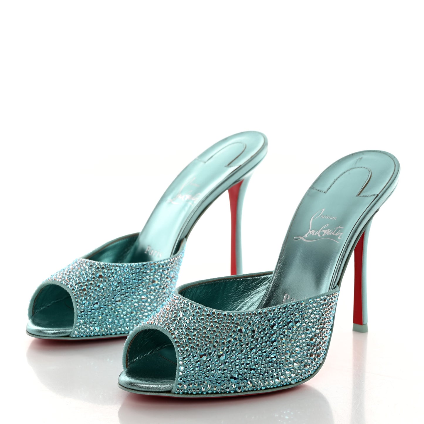 Suede Crystal Strass Me Dolly 100 Sandals 39.5 Mint