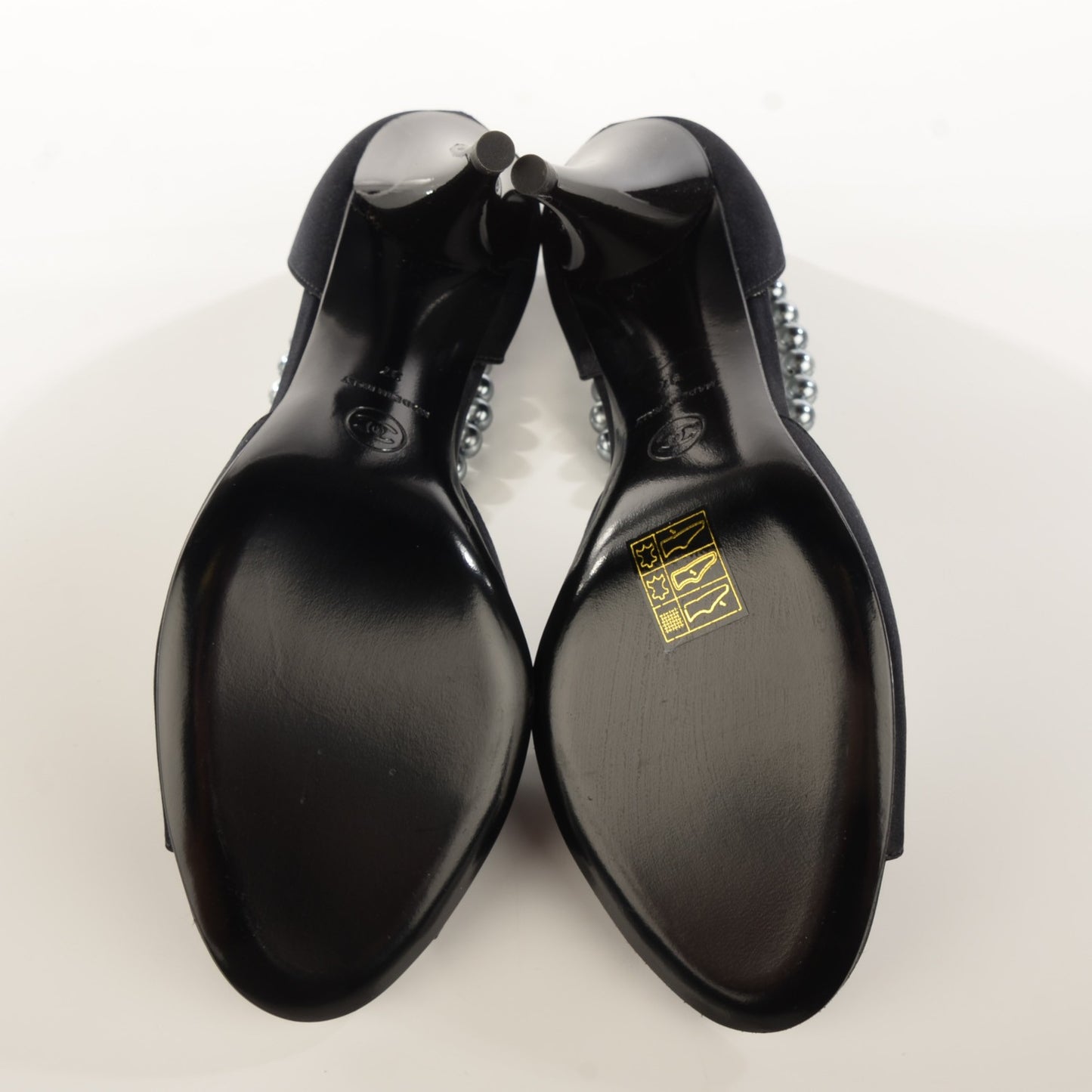 Satin Pearl Ankle Strap Pumps Black 37
