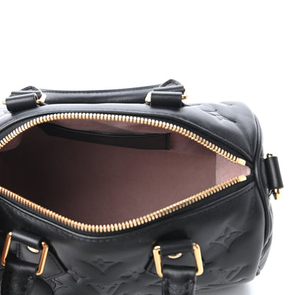Louis Vuitton Lambskin Embossed Monogram Speedy 22 Bandouliere Black 5 of 9