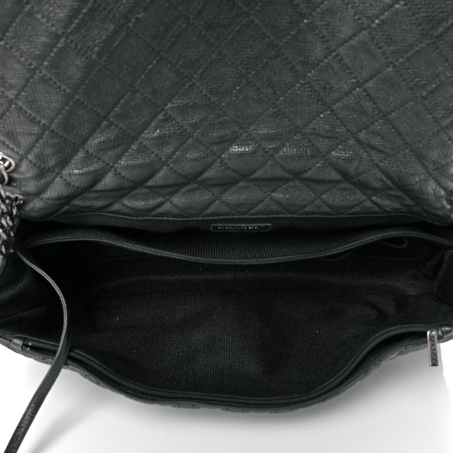 Calfskin Quilted XXL Travel Flap Bag Black
