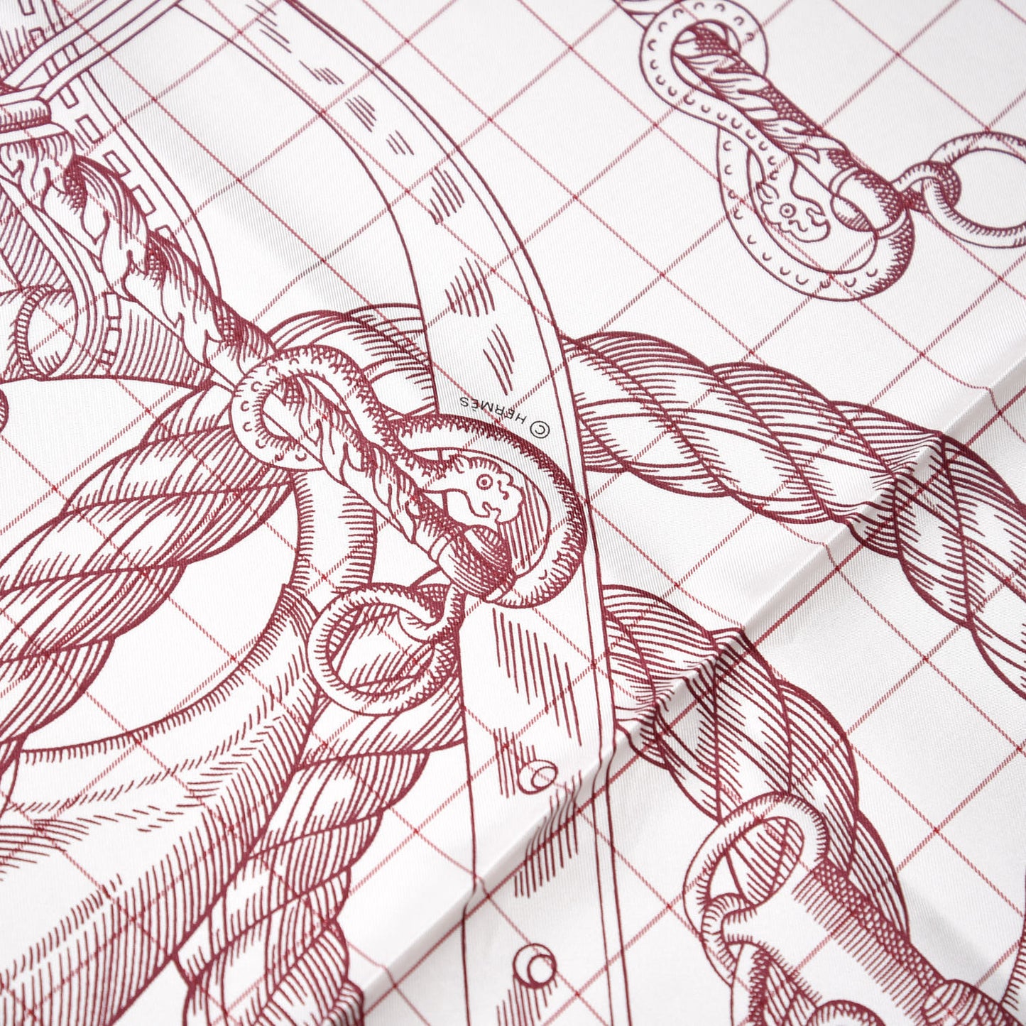 Silk Della Cavalleria Finesse Scarf 90 Bordeaux Blanc