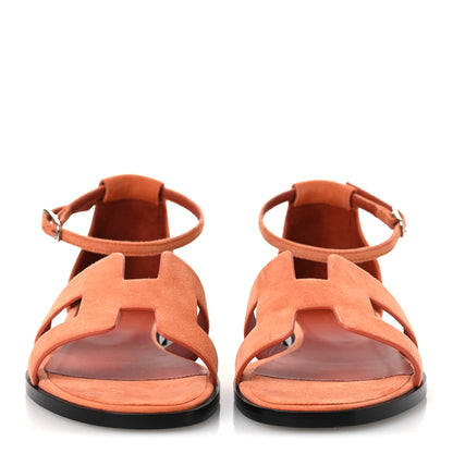Hermes Suede Goatskin Santorini Sandals 38 Bois De Santal 3 of 13