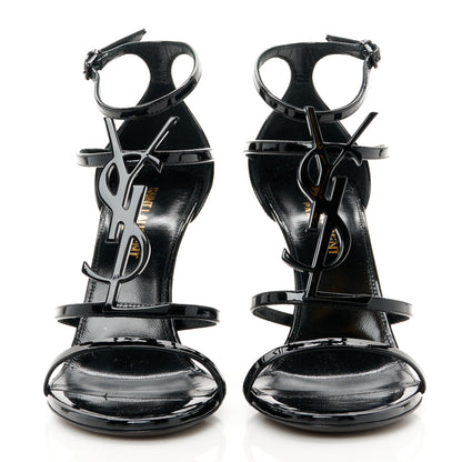 Saint Laurent Patent Cassandra 100 Ankle Strap Sandals 36.5 Black 3 of 9
