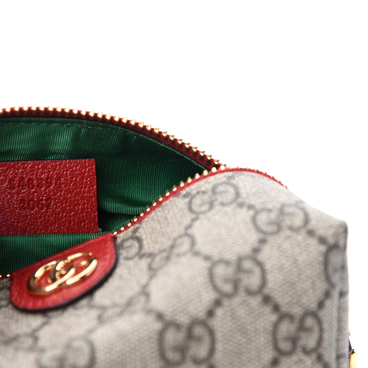 Soft GG Supreme Monogram Calfskin Small Ophidia Cosmetic Case Beige Ebony Hibiscus Red