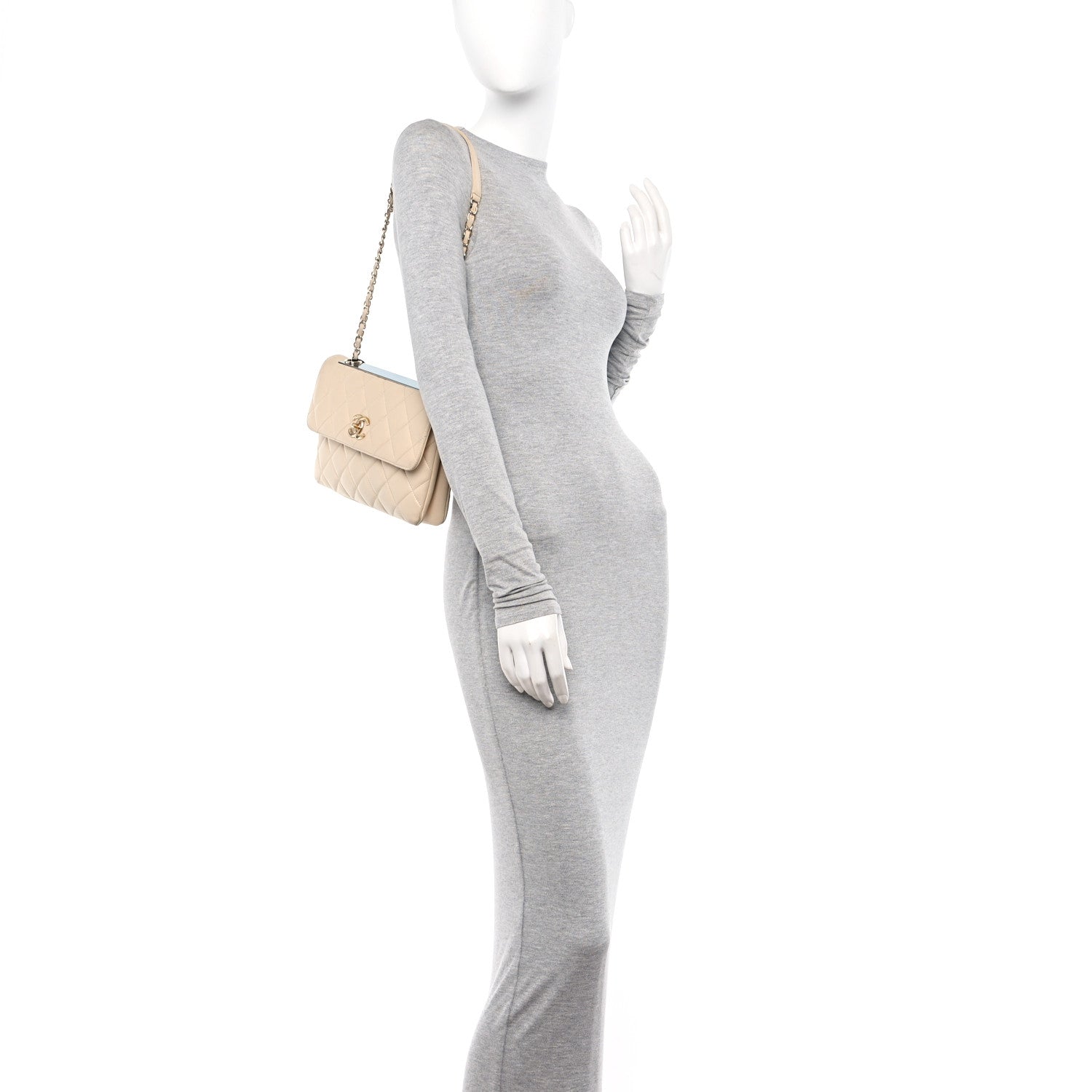 Chanel Lambskin Quilted Medium Trendy CC Flap Light Beige 2 of 12