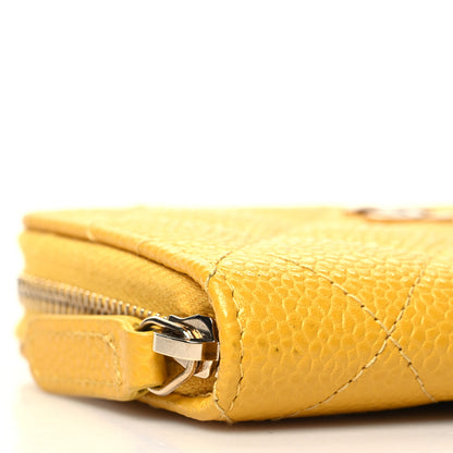 Chanel Caviar Quilted Zip Coin Purse Yellow 9 of 11