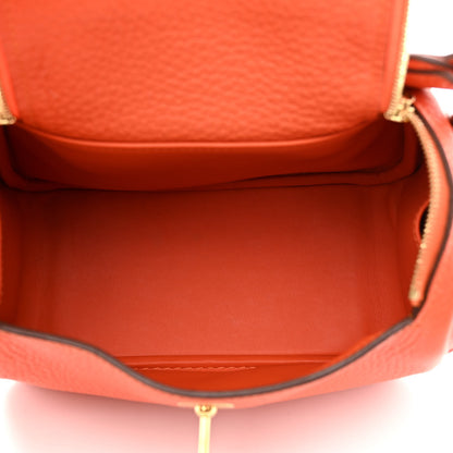 Hermes Taurillon Clemence Mini Lindy 20 Feu 5 of 10