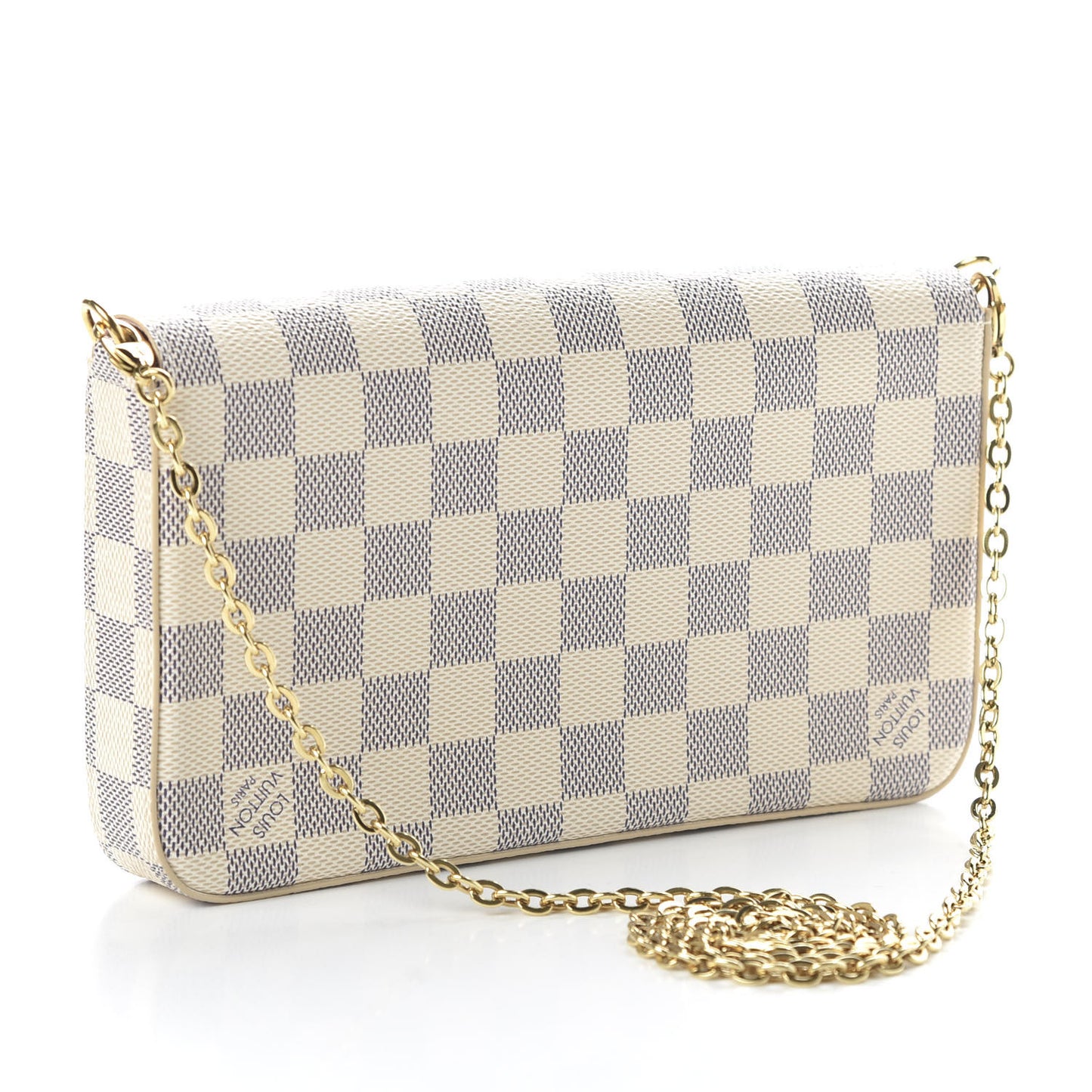 Damier Azur Pochette Felicie Chain Wallet Rose Ballerine