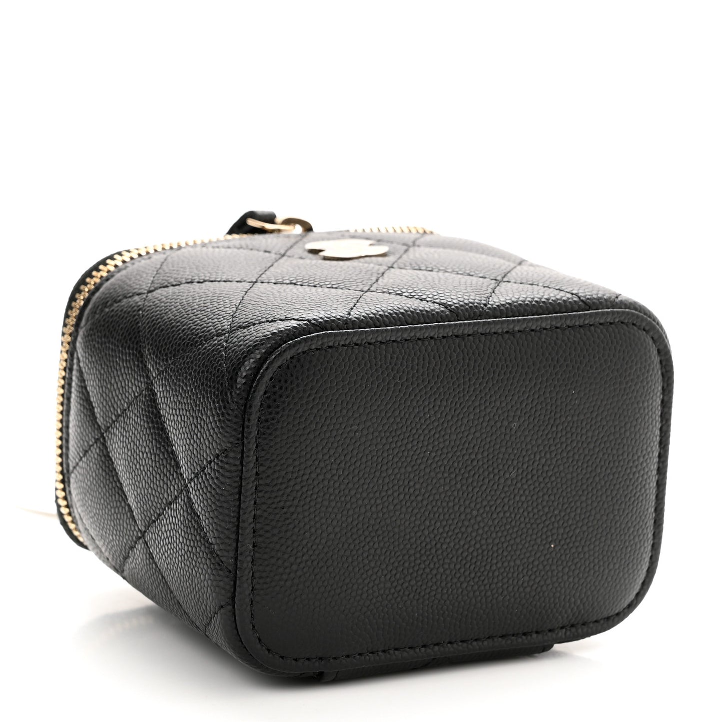 Caviar Quilted Mini Vanity Case With Chain Black