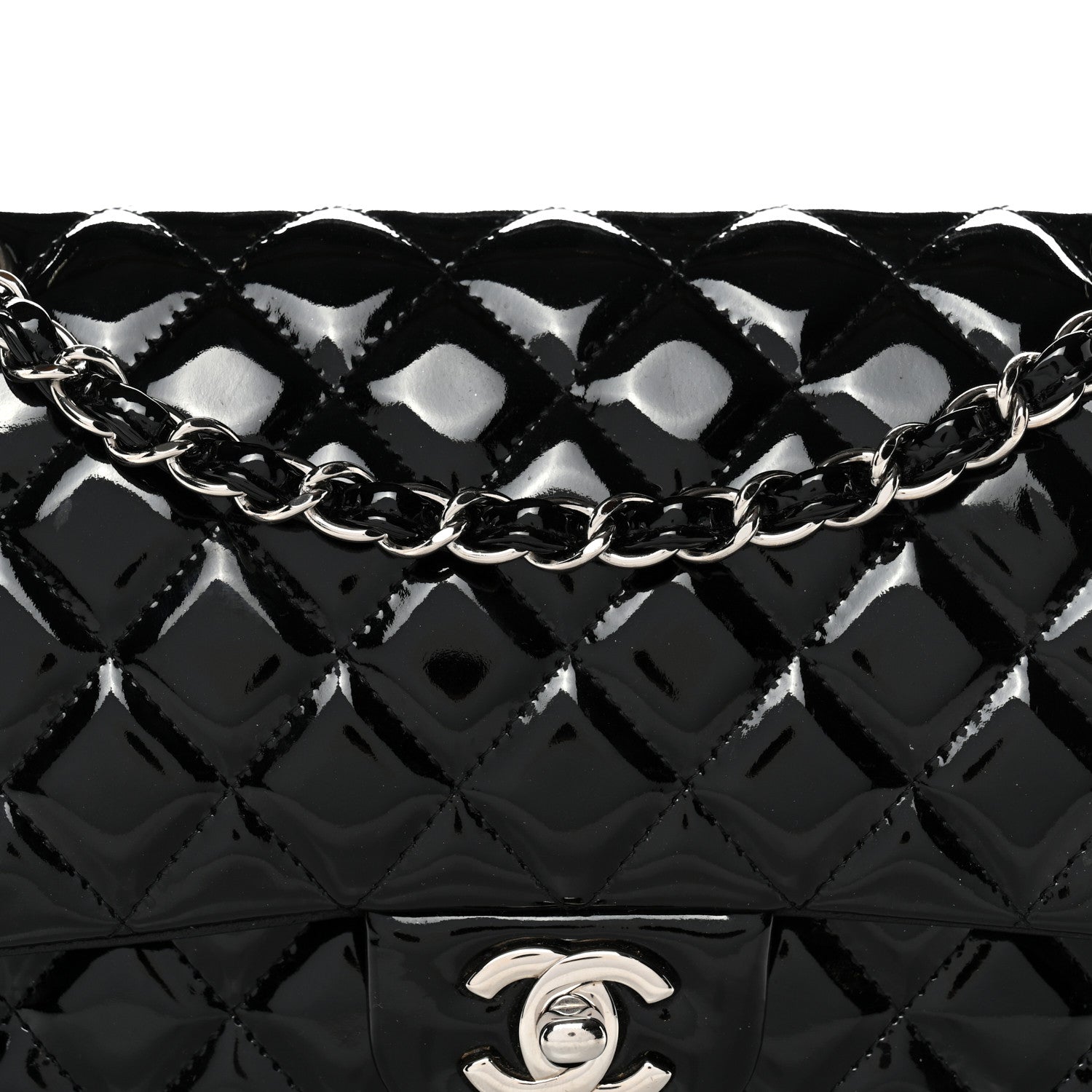Chanel Patent Quilted Medium Double Flap Black 8 of 14