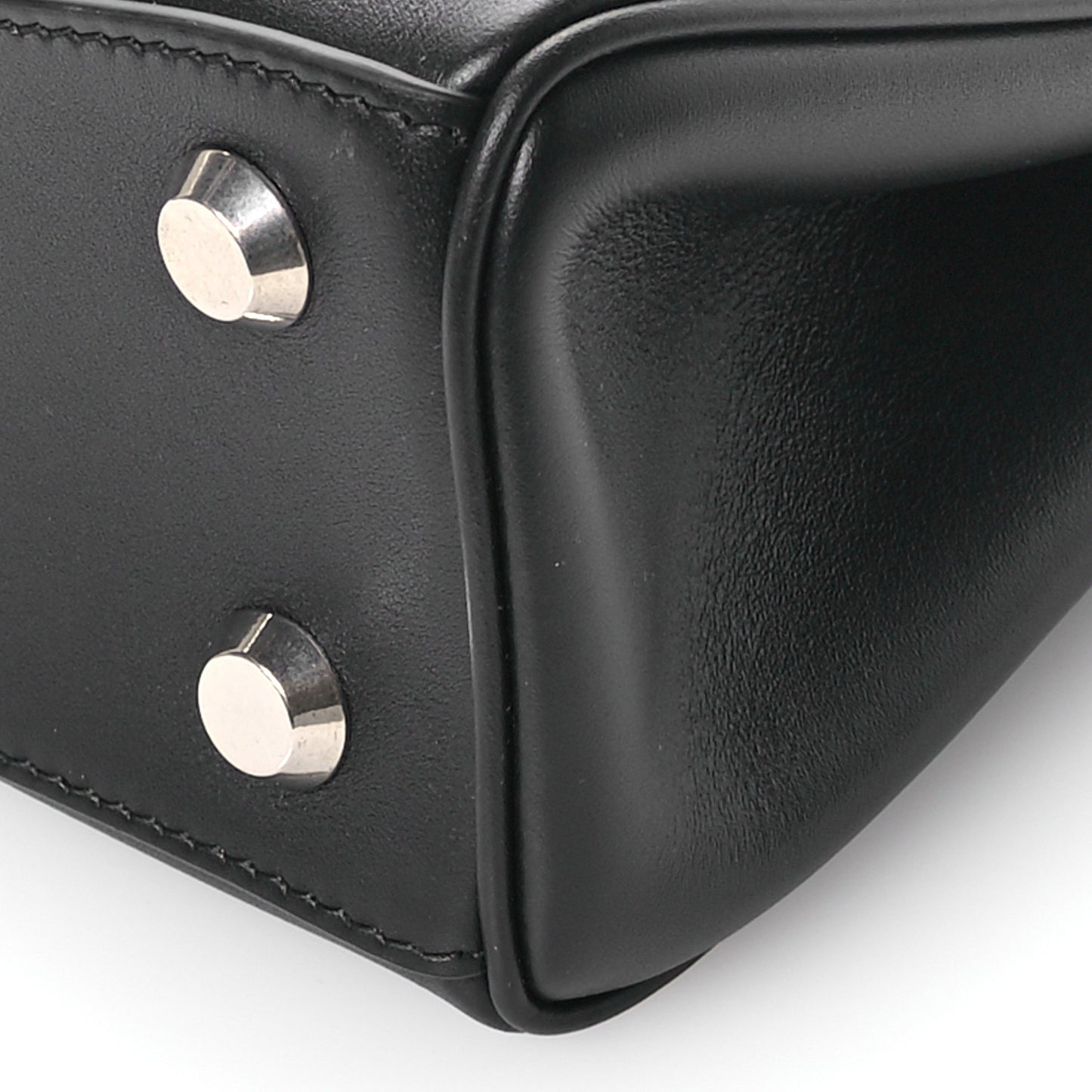 Natural Smooth Calfskin Mini Rodeo Top Handle Handbag Black