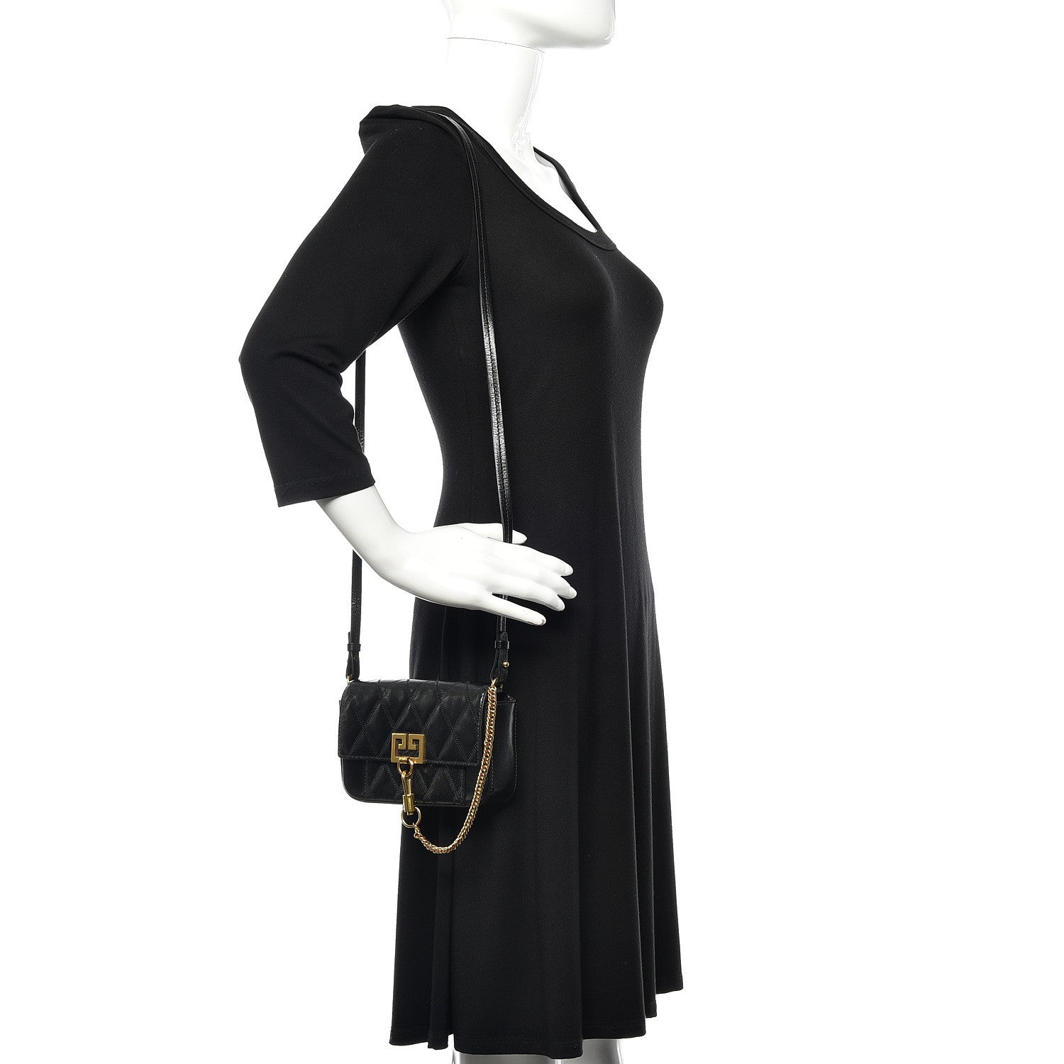 Givenchy Goatskin Quilted GV3 Mini Pocket Convertible Bag Black 2 of 10