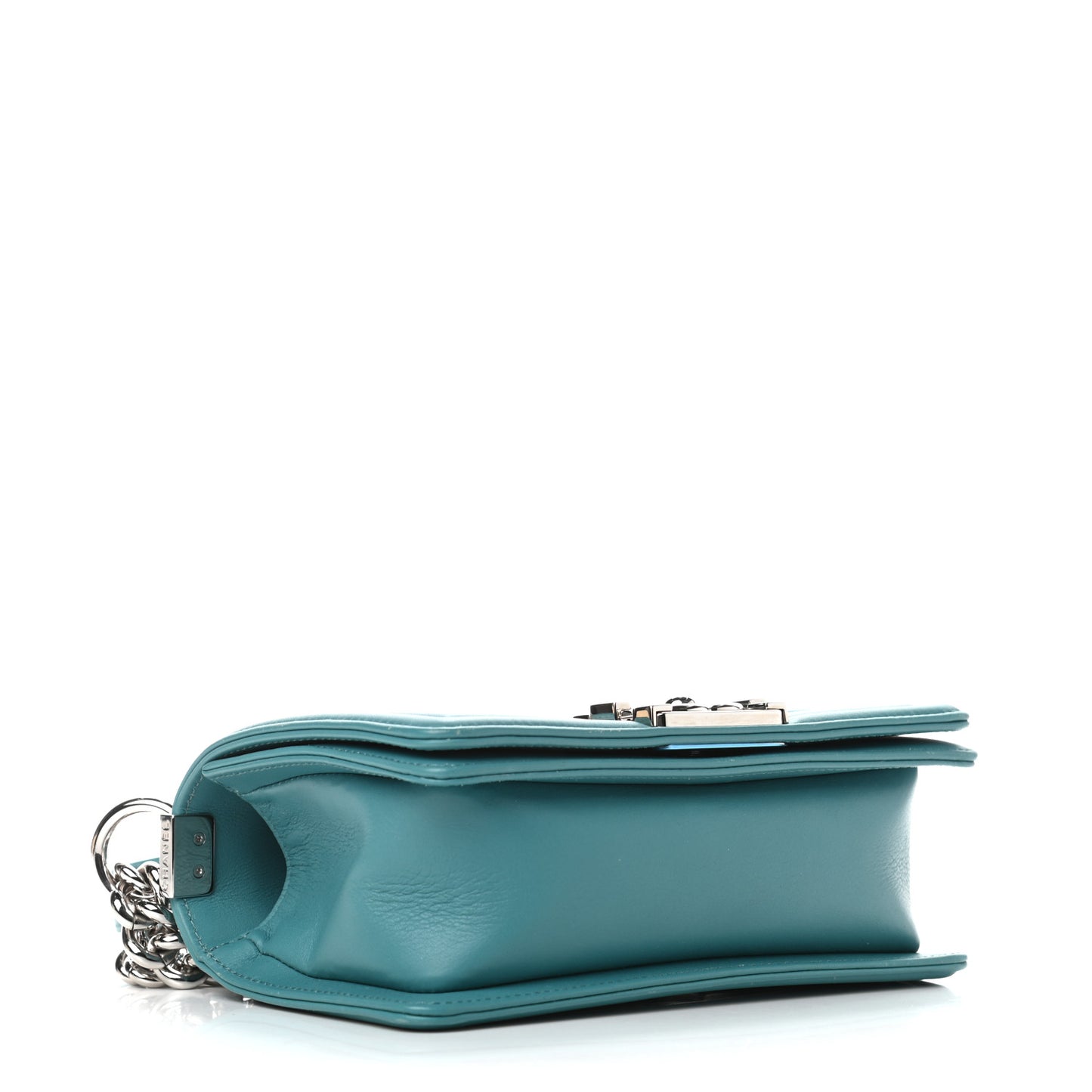 Calfskin Quilted Small Boy Flap Turquoise