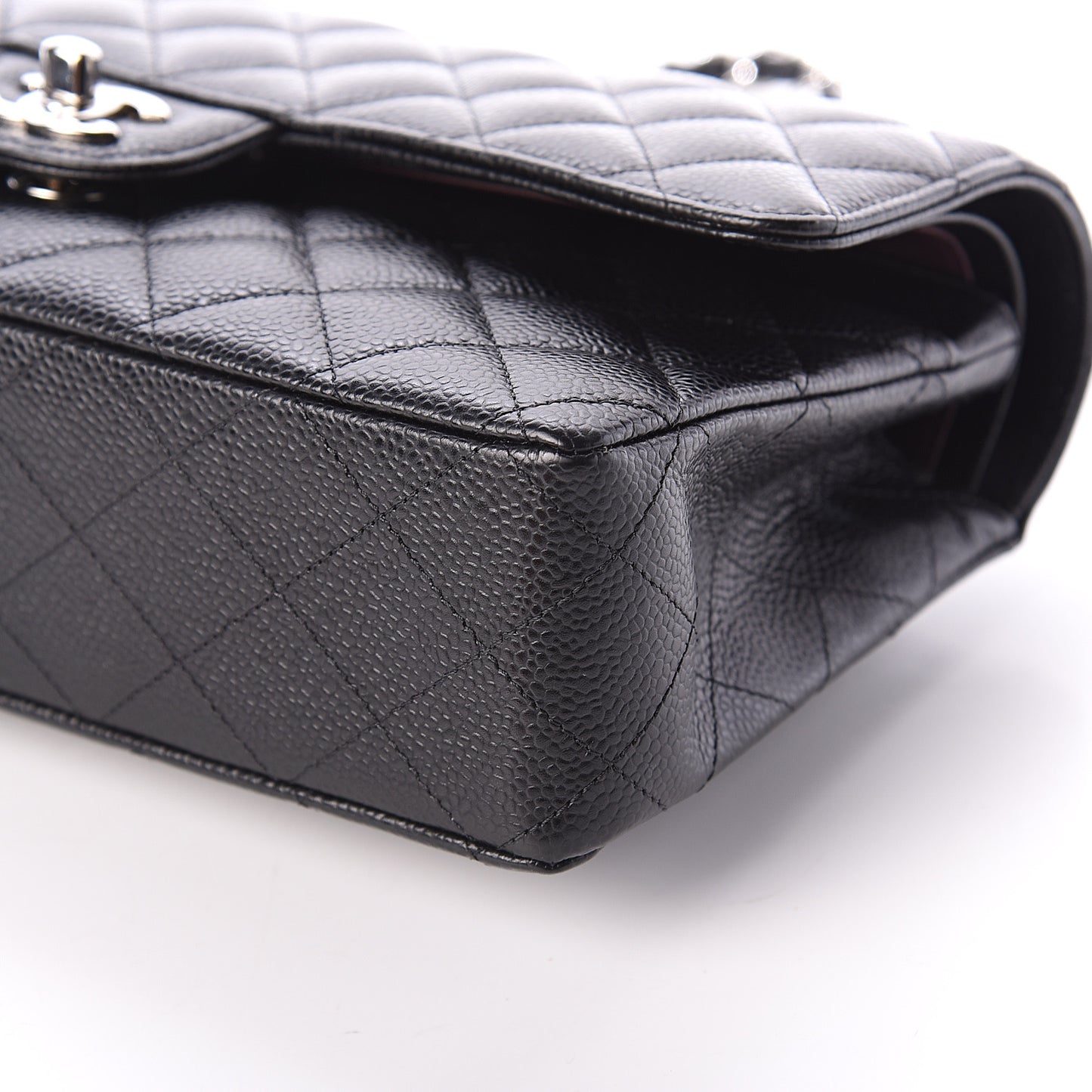 Caviar Quilted Medium Double Flap Black