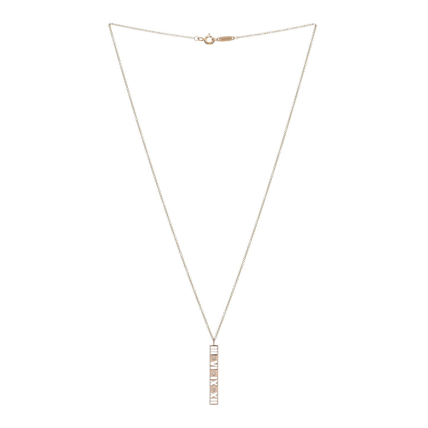 18K Rose Gold Diamond Atlas Bar Pendant Necklace