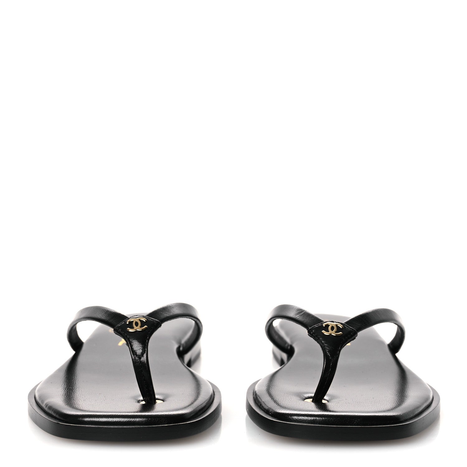 Chanel Goatskin CC Times Square Thong Sandals 37 Black 3 of 12