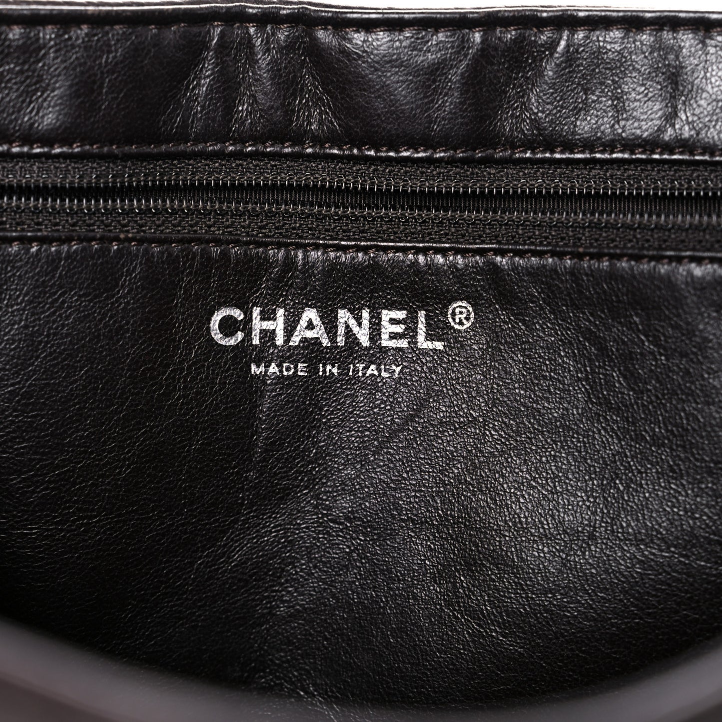 Caviar Half Moon Large Flap Dark Brown