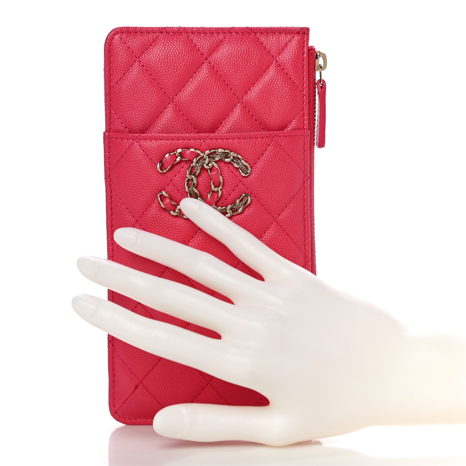 Chanel Caviar Quilted French New Wave Flat Wallet Pouch Pink 2 of 11