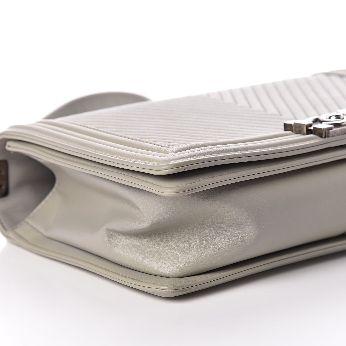 Calfskin Chevron Quilted New Medium Boy Flap Grey