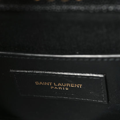 Saint Laurent Grain De Poudre Textured Mixed Matelasse Triquilt Small Monogram Satchel Black 6 of 9