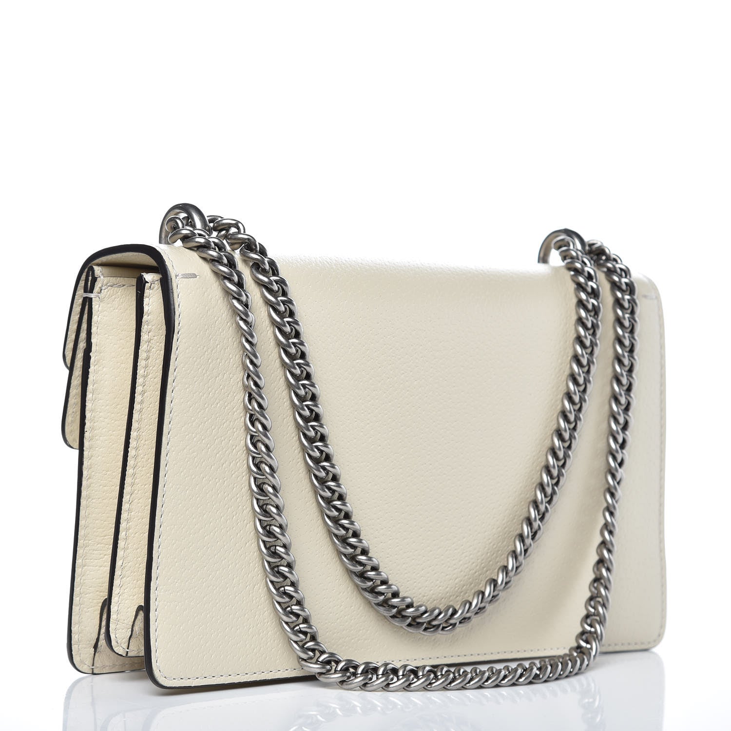 Gucci Textured Calfskin Crystal Small Dionysus Shoulder Bag Mystic White 3 of 8