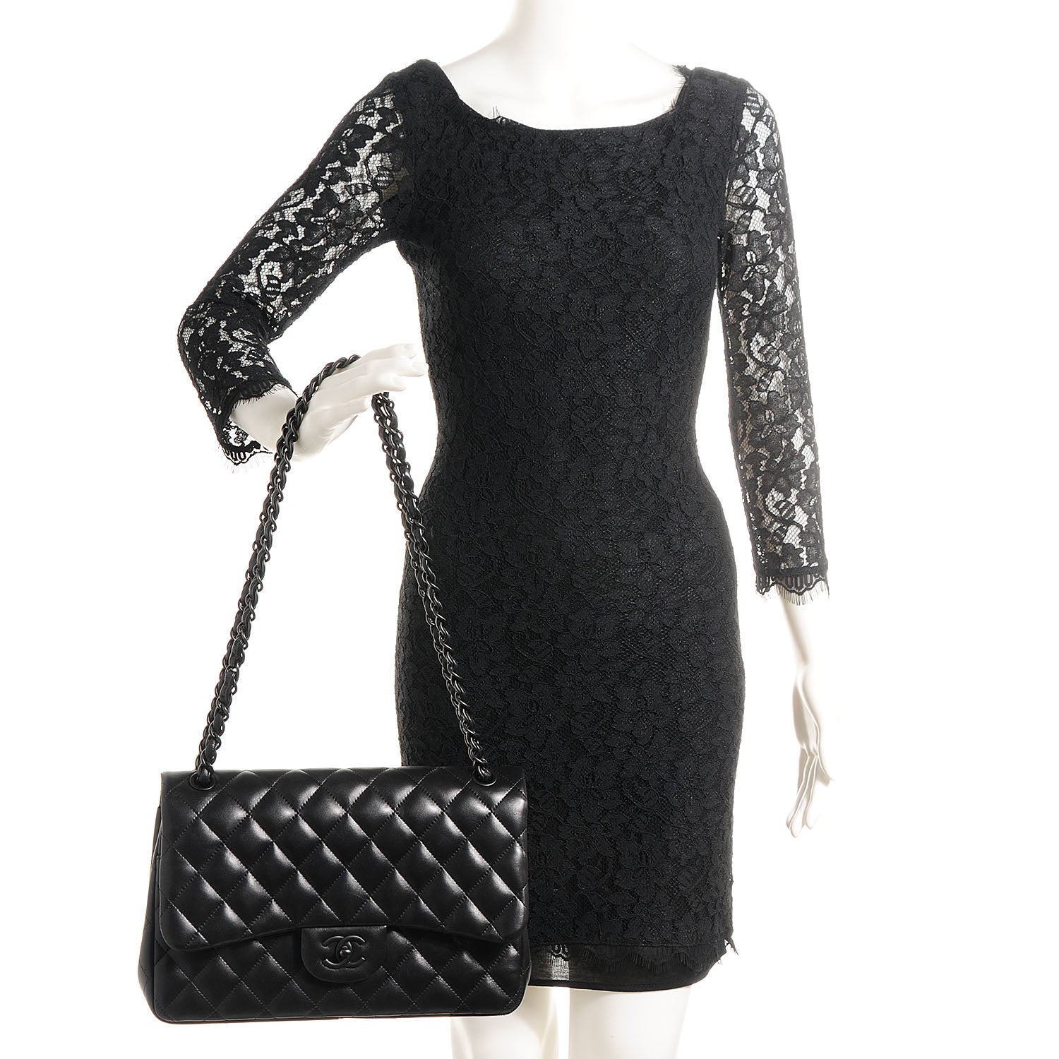 Chanel Lambskin Quilted Jumbo Double Flap So Black 2 of 7