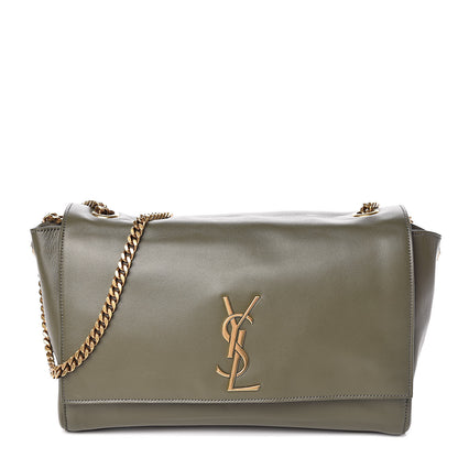 Saint Laurent Smooth Calfskin Suede Medium Reversible Monogram Kate Satchel Olive 5 of 13