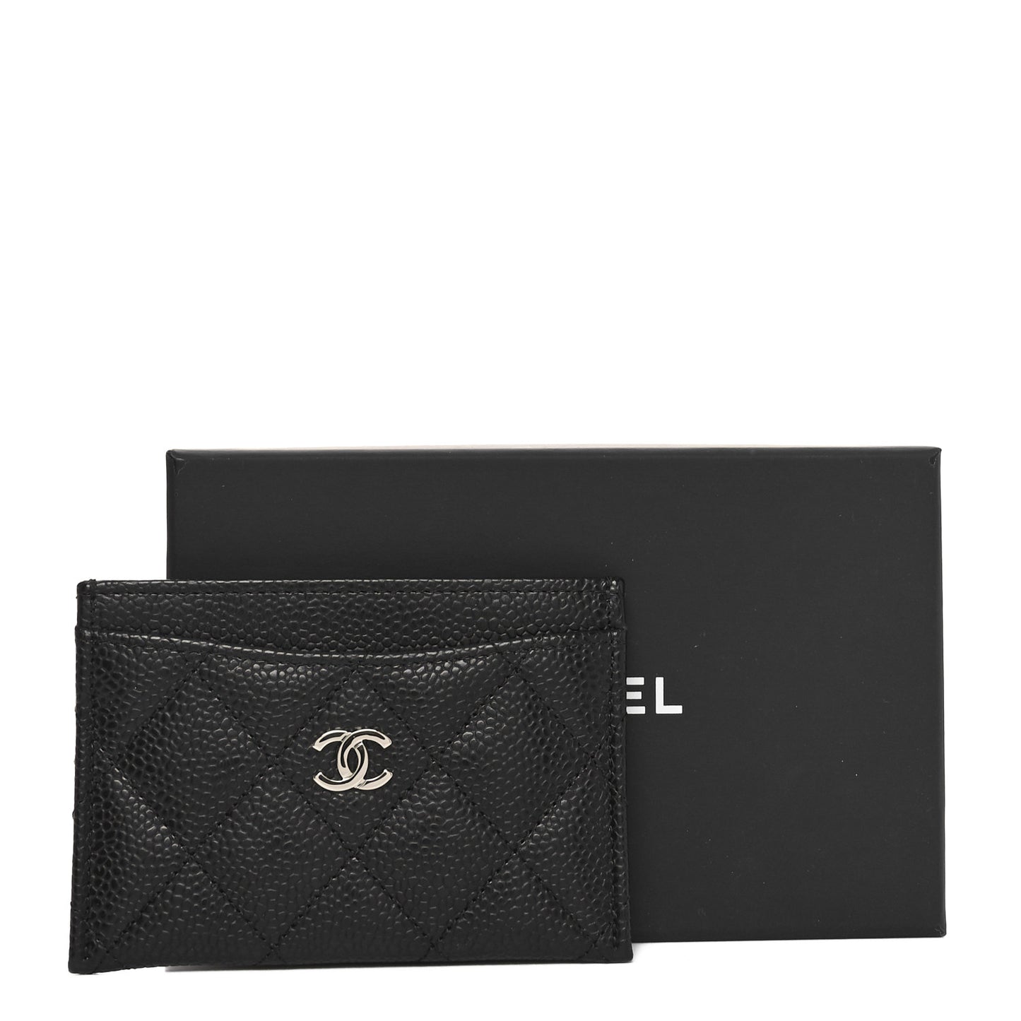 Caviar Quilted Card Holder Black