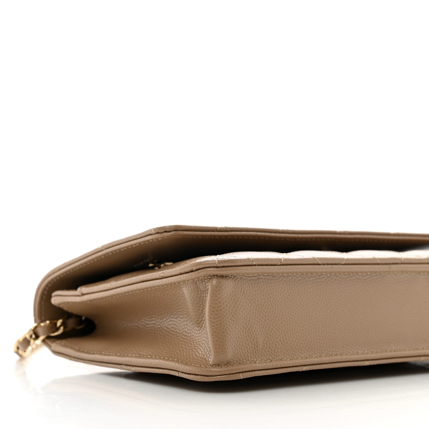 Caviar Quilted Wallet on Chain WOC Dark Beige