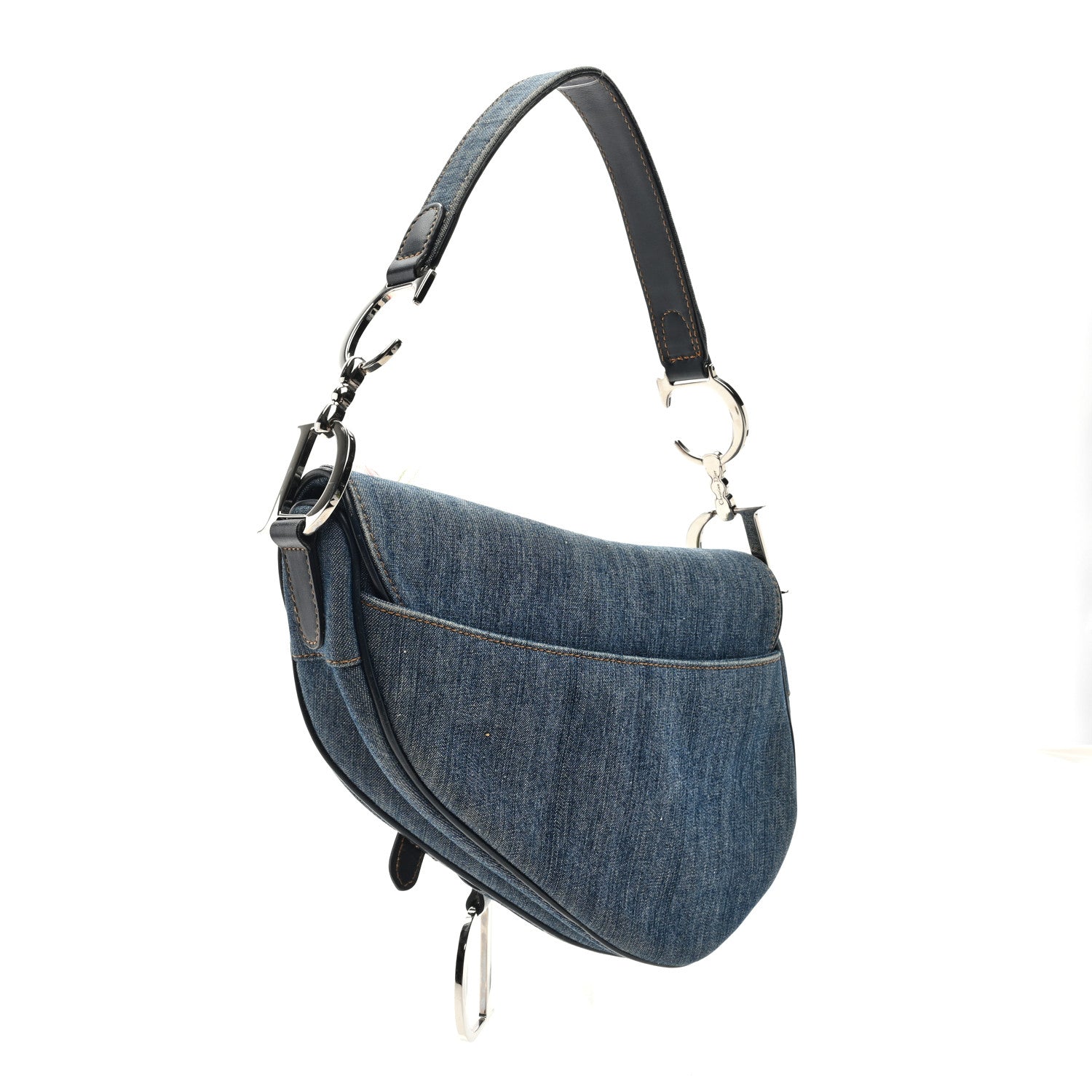 Christian Dior Denim Crystal Floral Embroidered Saddle Bag Multicolor 2 of 8