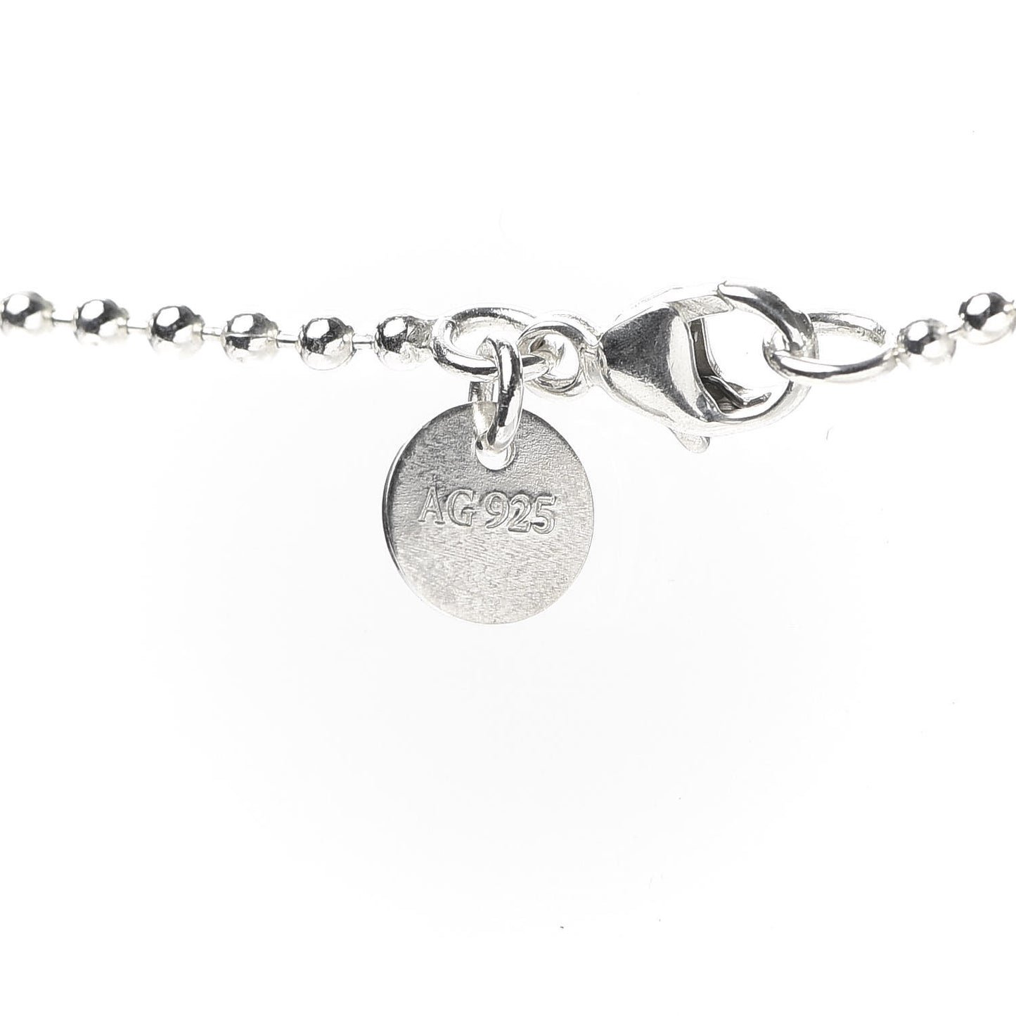 Sterling Silver Square Tag Bead Pendant Necklace