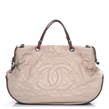 Chanel Calfskin Country Chic Hobo Ecru Brown 1 of 8