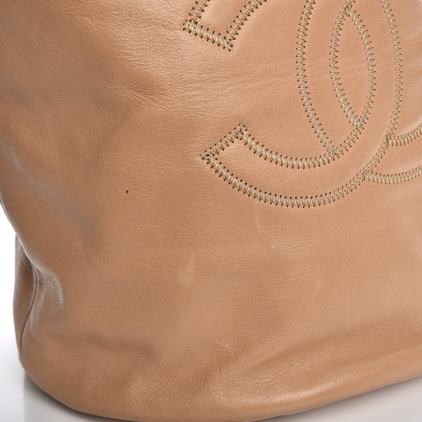 Calfskin CC Bucket Bag Beige