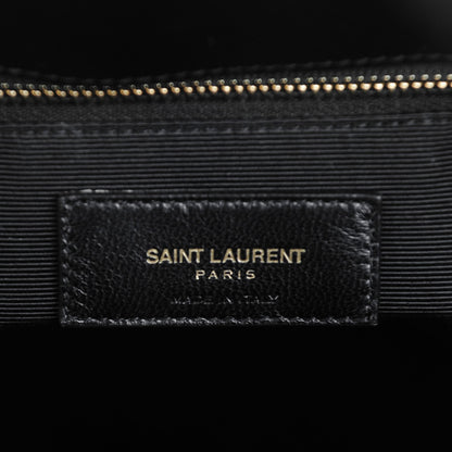 Saint Laurent Grain De Poudre Matelasse Chevron Monogram Shopping Bag Black 7 of 7