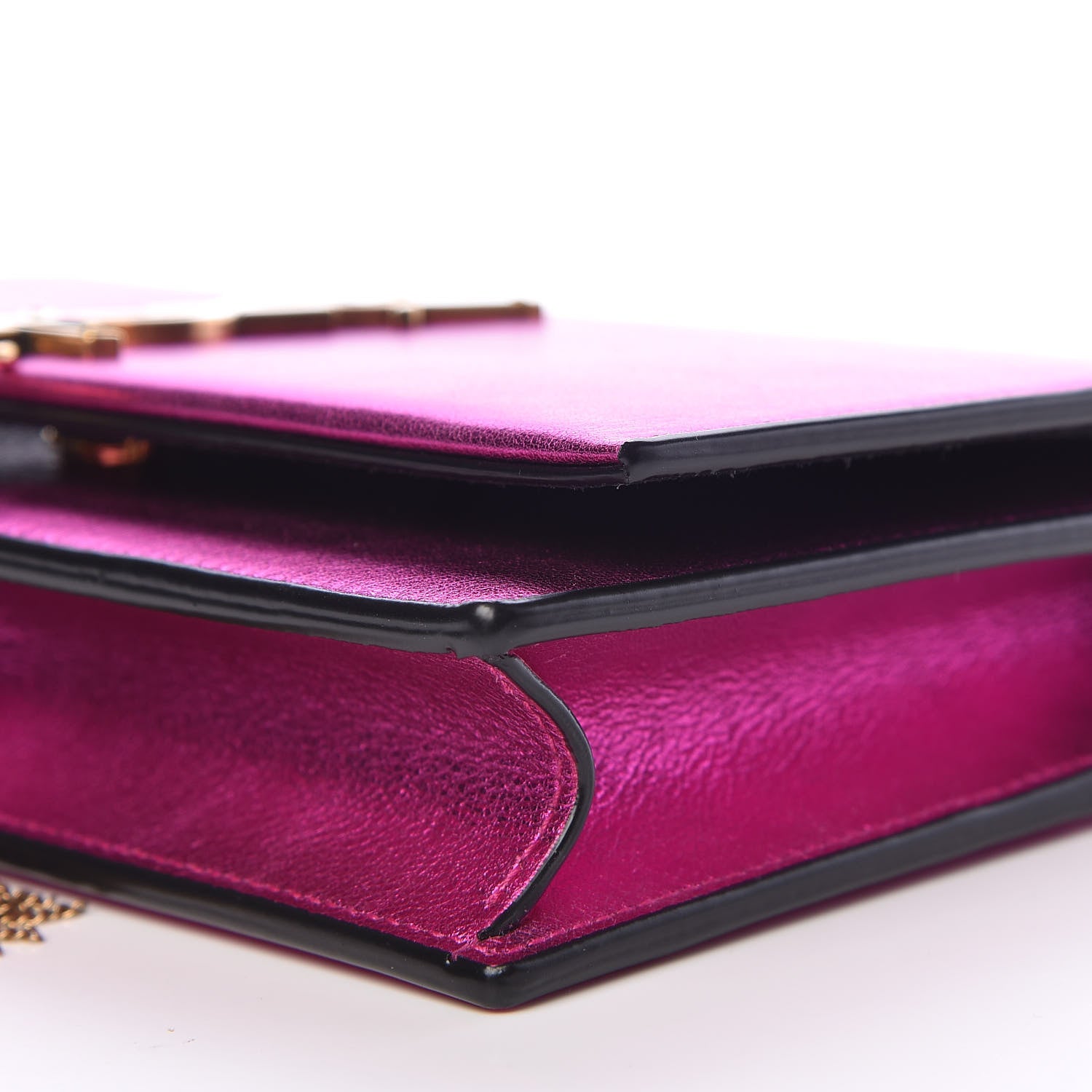 Saint Laurent Metallic Calfskin Classic Monogram Kate Tassel Chain Wallet Fuchsia 7 of 12