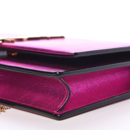Saint Laurent Metallic Calfskin Classic Monogram Kate Tassel Chain Wallet Fuchsia 7 of 12