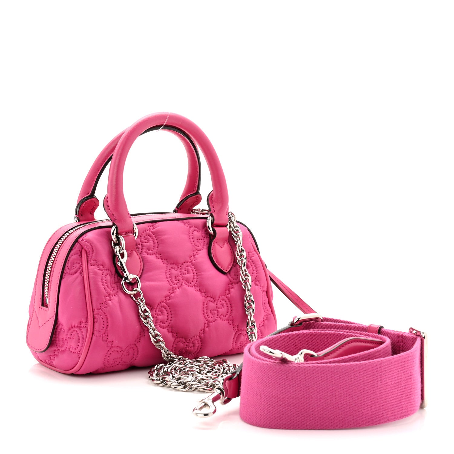 Gucci Nylon Calfskin Enamel GG Matelasse Mini Bowler Bag Lovely 3 of 10