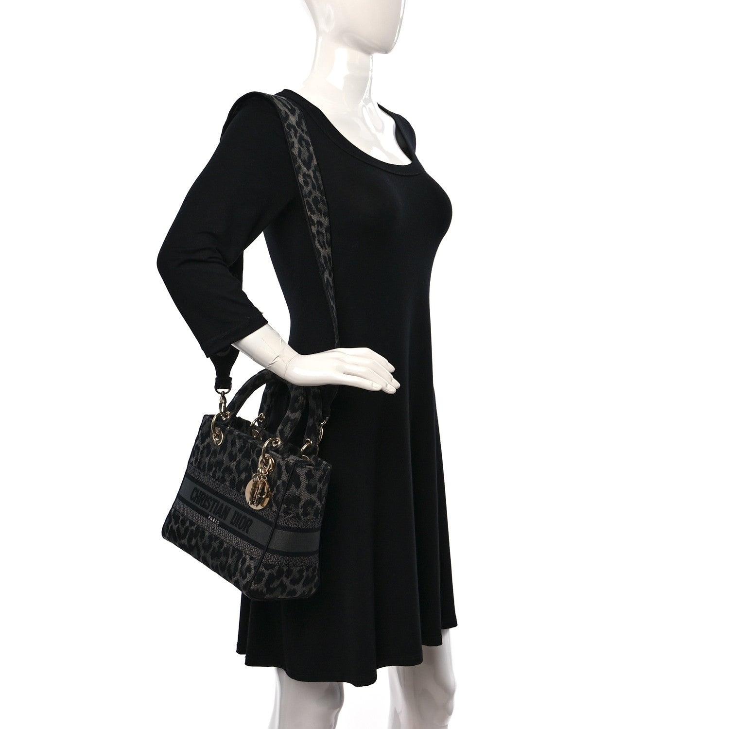 Christian Dior Canvas Mizza Embroidered Medium Lady D-Lite Gray 2 of 8